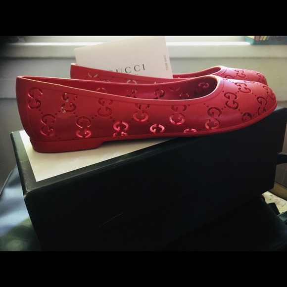 Gucci Logo Rubber Jelly Ballerina Ballet Shoes. - Picture 4 of 7